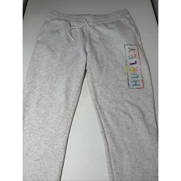 Hurley Men’s Joggers Multicolor Logo Gray Cotton Blend Drawstring Size L - Picture 6 of 12